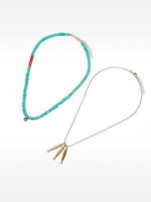 Set de collares con piedras ojos y peces