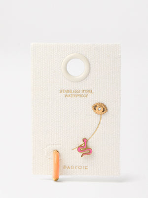 Conjunto de pendientes esmaltados - acero inoxidable